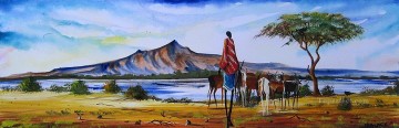 Herding Près du lac Naivasha de l’Afrique Peinture à l'huile